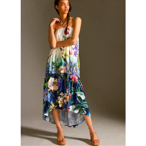 Anthropologie Dresses & Skirts - Anthropologie Floral High-Low Sundress in Cream, Blue, Green